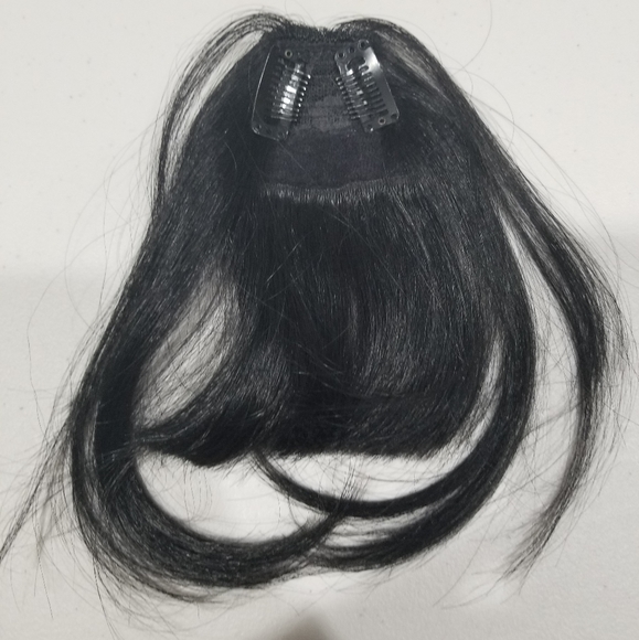 Jet Black Clip In Bangs - Picture 2 of 3